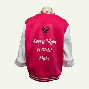 Girls' Night Pink and White Pajama Jacket